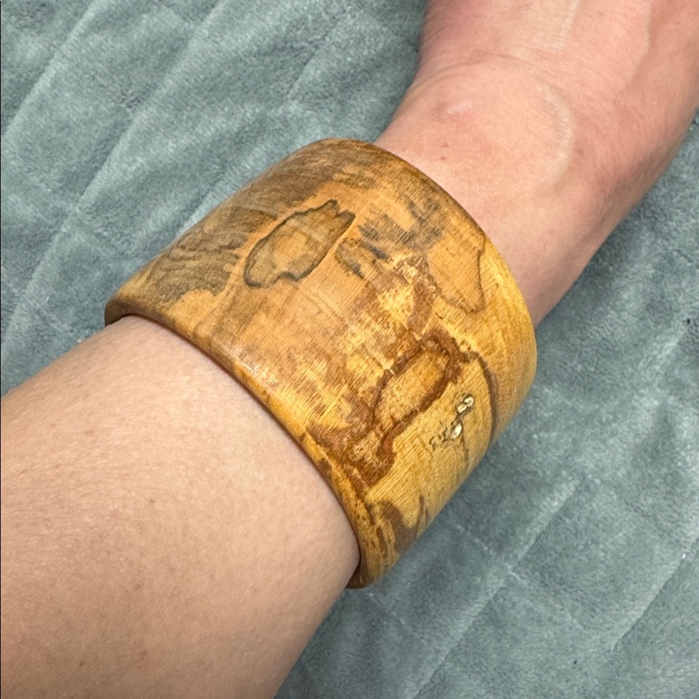 Ambrosia Maple Bangle Bracelet, Natural, Brown, Wood, Boho - Picture 2 of 10